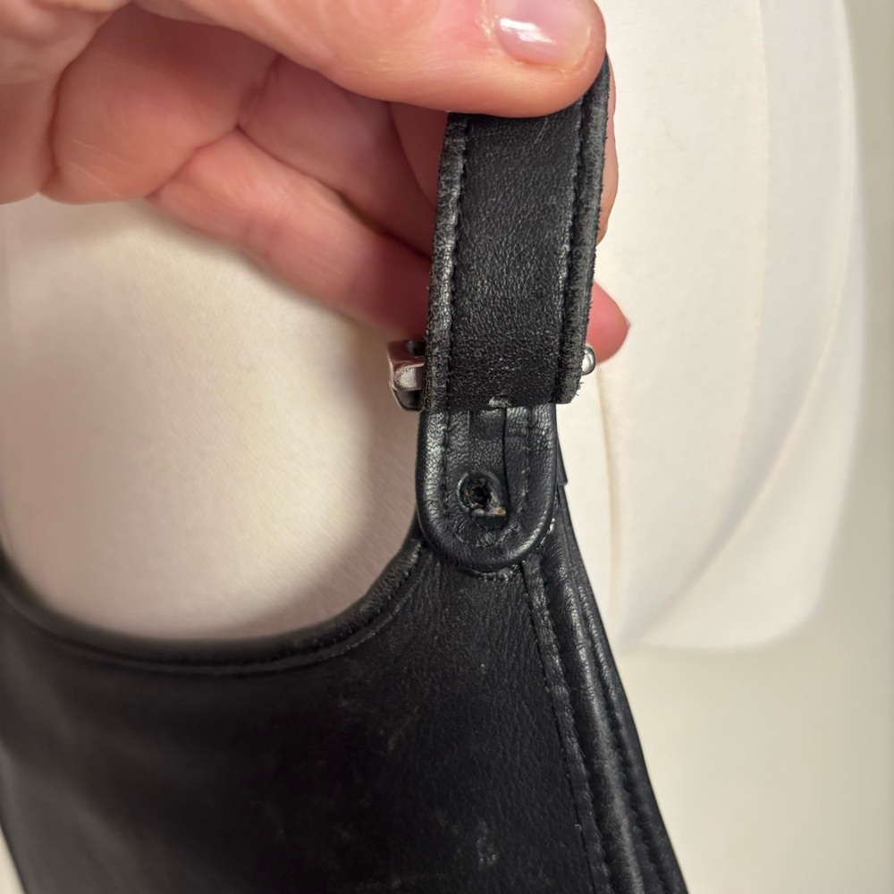 Coach VTG Hippie Flap Crossbody Black Leather Slim Saddle Boho Y2K - Picture 5 of 14